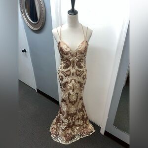 Luxurious Champagne Embroidered Prom Dress